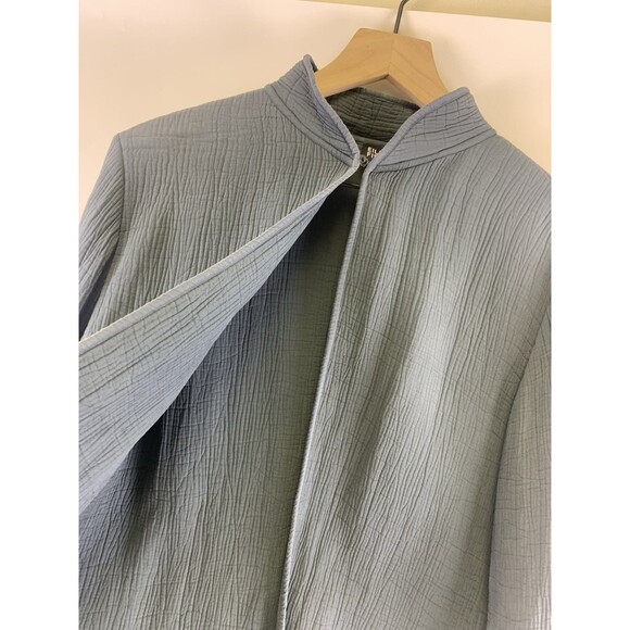 Eileen Fisher Textured Jacket Rayon Silk Blue Gray High Collar Womens Medium - Picture 4 of 12